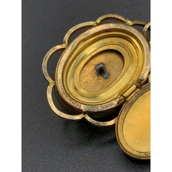 Vintage PR ST Co Gold Filled Locket Pendant Keepsake Ornate Front w Back Opening - Picture 6 of 7